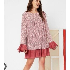 Tularosa Ruffled Berkley Dress Dusty Berry XS Tiered Peasant Prairie‎ Milk Maid